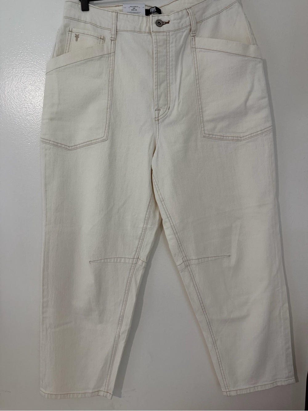 FRYE Barrel Jeans Bone color size 10 Barrel pants